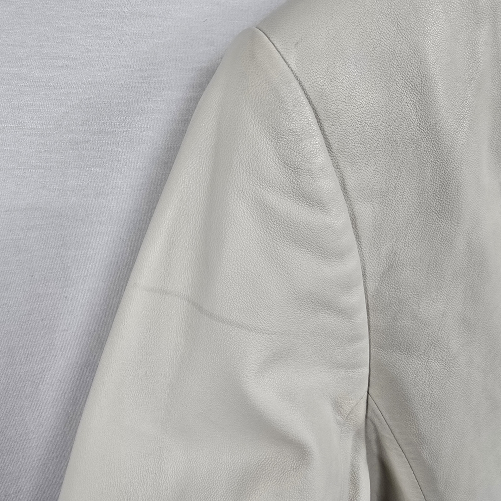 Talbots Ivory Leather Snap Front Jacket Size 4 - Picture 3 of 14